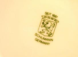 Schumann áttört szélű mokkás csésze és alj, matricás, jelzett, hibátlan