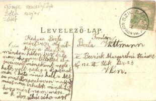 1907 Beled, Gönye vendéglője, étterem, Béla major, Fő tér, Katolikus templom. Kiadja Lugwig Kummert ...