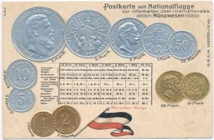 Deutschland / Germany; set of coins, flag, silver and golden decoration Emb. litho  (EK)