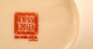 Shisata japán szakés csésze és alj, matricás, jelzett, hibátlan