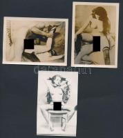 3 db  erotikus fotó, egy részük hátulján feliratozva, 9×6,5 cm