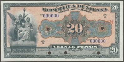 Mexikó/Gobierno Constitucionalista 1915. 20P "SPECIMEN 000" T:I R!