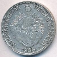 1938. 2P Ag "Madonna" T:2 kis patina Adamo P7