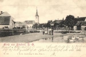 1899 Absdorf, square with church, Kunstverlag H. Kölz
