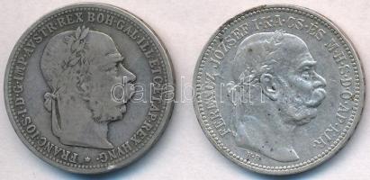 Vegyes: Ausztria 1895. 1K Ag "Ferenc József" + Magyarország 1915KB 1K Ag "Ferenc József" T:2,2- patina, ph. Mixed: Austria 1895. 1 Corona Ag "Franz Joseph" + Hungary 1915KB 1 Korona Ag "Franz Joseph" C:XF,VF patina, edge error