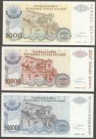 Horvátország 1994. 1000D, 10.000D, 500.000D sorszám nélkül! T:I