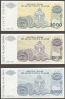 Horvátország 1994. 1000D, 10.000D, 500.000D sorszám nélkül! T:I