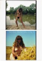 cca 1985 Aktfotók különféle helyszíneken, 13 db mai nagyítás korabeli negatívokról, 13x18 cm / 13 er...