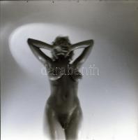 cca 1987 Akt felvételek negatívja különféle helyszíneken, 13 db vintage negatív, 6x6 cm