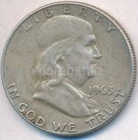 Amerikai Egyesült Államok 1963D 1/2$ Ag "Franklin" T:2 USA 1963D 1/2 Dollar Ag "Franklin" C:XF