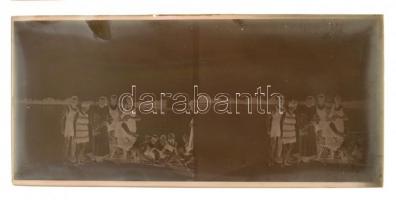 cca 1920 Sztereo negatívok és sztereo pozitív képek üveglemezeken, 16 db vintage felvétel ismeretlen...