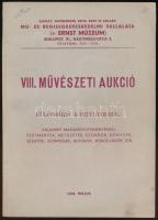 1948 VIII. Művészeti Aukció. Különböző kastélyokból, valamint magángyűjteményekből: festmények, metszetek, szobrok, könyvek, kéziratok, ezüstök, szőnyegek, bútorok, porcellánok...stb. Budapest, 1948, Mű és Régiségkereskedelmi Vállalat. Kiadói papírkötés, ceruzás bejegyzéssel, egyébként jó állapotban.