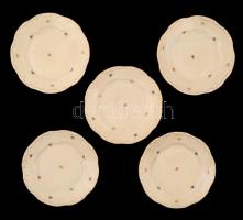 Zsolnay virág mintás lapos tányér (5db), matricás, jelzett, hibátlan, d:23 cm (5×)