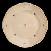 Zsolnay virág mintás lapos tányér (5db), matricás, jelzett, hibátlan, d:23 cm (5×)