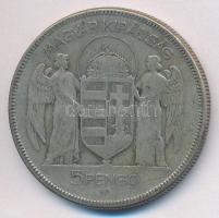 1930. 5P Ag "Horthy jobbra" T:3 patina 
Adamo P8
