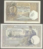 Jugoszlávia 1929. 100D T:I- kis saroktörés + 1931. 50D T:II Mindkettő olasz felülbélyegzéssel!
