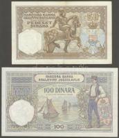Jugoszlávia 1929. 100D T:I- kis saroktörés + 1931. 50D T:II Mindkettő olasz felülbélyegzéssel!