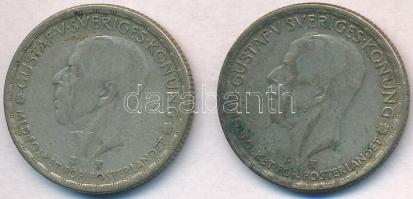 Svédország 1946TS 1Kr Ag "V. Gusztáv" (2x) T:2- Sweden 1946TS 1 Krona Ag "Gustaf V" (2x) C:VF