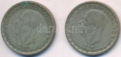 Svédország 1949TS 1Kr Ag "V. Gusztáf" (2x) T:2- Sweden 1949TS 1 Krona Ag "Gustaf V" (2x) C:VF