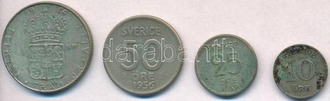 Svédország 1918. 10ö Ag + 1956TS 50ö Ag + 1959TS 25ö Ag + 1966U 1Kr Ag "VI. Gusztáf" T:2,2...