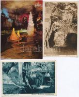 10 db MODERN és RÉGI magyar és külföldi képeslap; cseppkőbarlangok / 10 modern and pre-1945 Hungarian and European postcards; stalactite caves