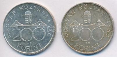 1994. 200Ft Ag "Deák" (2x) T:2 patina