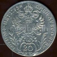Ausztria/magyar verdejel 1792F 20Kr Ag II. Lipót T:3 kis ph R!
