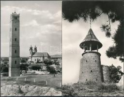 4 db MODERN magyar városképes lap, kilátók; Mátrafüred, Tata / 4 modern Hungarian town-view postcards; lookout towers