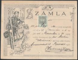 1898 Díszes kéményseprő számla, 2 filléres illetékbélyeggel, Muraszombat / Chimneysweep invoice, 2 pennyies revenue-stamp, Muraszombat / Murska Sobota.