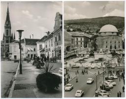 18 db MODERN magyar fekete-fehér városképes lap; terek / 4 modern Hungarian black & white town-v...