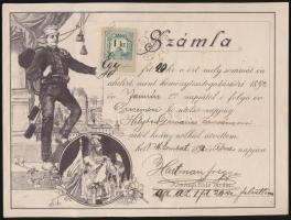 1892 Díszes kéményseprő számla, 1kr illetékbélyeggel, Muraszombat / Chimneysweep invoice, 1kr revenue-stamp, Muraszombat/Murska Sobota.