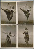 cca 1935 Dr. Csörgeő Tibor (1896-1968) mozgásművészeti tanulmányáról készült mai másolat, 4 db felvétel közös fotópapíron, 25x18 cm