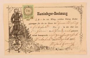 1876 Díszes kéményseprő számla, 7kr illetékbélyeggel, Pinkafalva (Pinkafeld, Burgenland, Ausztria) / Chimneysweep invoice, 7kr revenue-stamp, Pinkafalva (Pinkafeld, Burgenland, Austria)