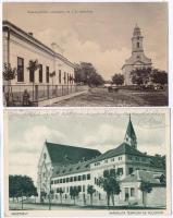 12 db RÉGI magyar  városképes lap; templomok / 12 pre-1945 Hungarian town-view postcards; churches