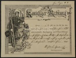 1895 Díszes kéményseprő számla, Pinkafalva (Pinkafeld, Burgenland, Ausztria) / Chimneysweep invoice, Pinkafalva (Pinkafeld, Burgenland, Austria)