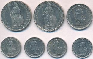 Svájc 1969-1995. 1/2Fr (4xklf) + 1Fr + 2Fr (2xklf) T:2 Switzerland 1969-1995. 1/2 Franc (4xdiff) + 1 Franc + 2 Francs (2xdiff) C:XF