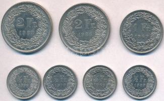 Svájc 1969-1995. 1/2Fr (4xklf) + 1Fr + 2Fr (2xklf) T:2
Switzerland 1969-1995. 1/2 Franc (4xdiff) + ...