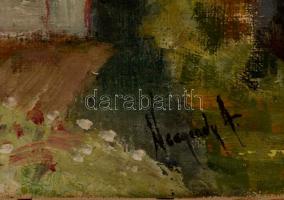 Neogrády jelzéssel: Ház a tónál. Olaj, vászon, 30×38 cm