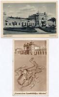 Szombathely, Vasútállomás - 2 db képeslap / railway station - 2 postcards