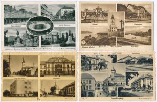 8 db RÉGI magyar városképes lap; vasútállomások / 8 pre-1945 Hungarian town-view postcards; railway ...