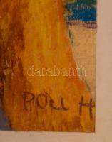 Poll jelzéssel: Várakozók. Pasztell, papír, üvegezett keretben, 31×42 cm