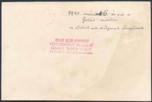 1940 Gellért Szálló, öregdiák összejövetel, Beller Dezső felvétele, hátulján feliratozva, pecséttel ...
