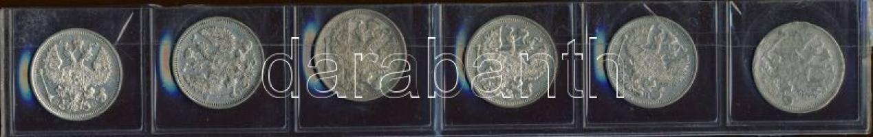 Oroszország 1905-16. 20K Ag (6x) 5klf T:2,2/3,3