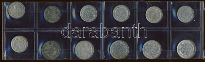 Oroszország 1901-16. 10K Ag  7klf + 1902-16. 15K Ag (5x) 4klf  T:2,2/3,3