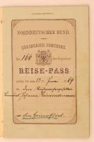 1869 Porosz királyság útlevele / 1869 Passport of the Kingdom of Prussia