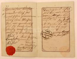 1869 Porosz királyság útlevele / 1869 Passport of the Kingdom of Prussia