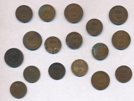 1926-1938. 1f Br (11x) közte 7db klf + 2f Br (6x) közte 4db klf és 1926. 2f Br recés peremmel (hamis...