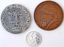 Kiss Kovács Gyula (1922-1984) DN "Renoir - Aprés le bain" Br emlékérem (60mm) + 1976. "Centenárium / 100 éves a Magyar Optikai Művek 1876-1976." ezüstözött Br emlékérem (60mm) + Bognár György (1944-) 1986. "Labdarúgó Világbajnokság Mexikó" Al emlékérem (32mm) T:PP-2 ph., ujjlenyomat