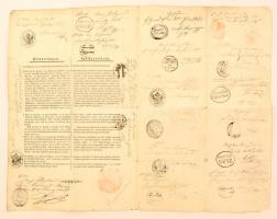 1850 Házaló útlevél rengeteg bejegyzéssel, pecséttel / Austrian Pedlar passport with many Austrian t...