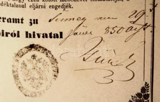1850 Kötött útlevél magyar ember részére Sümegről Kiscellre / Binding route passport